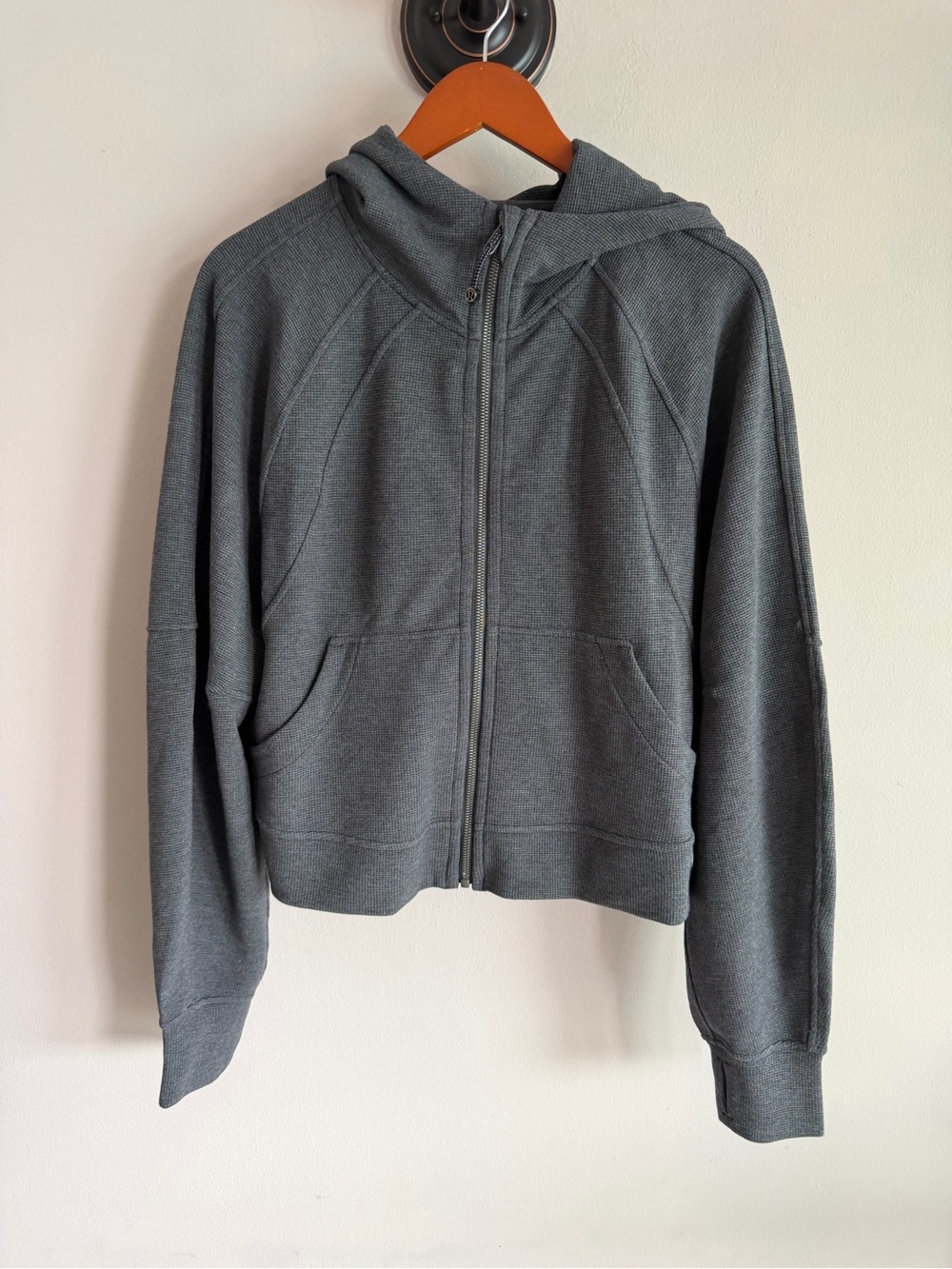 lululemon athletica Charcoal Waffle-Knit zip up M/L